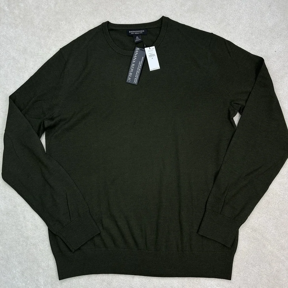 Banana Republic Merino Wool Sweater Mens Medium Crewneck Lightweight Preppy